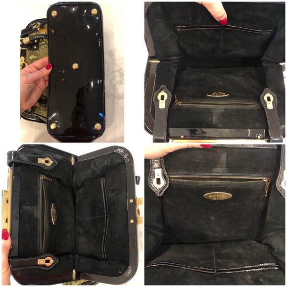 Zac Posen Aurora Green Snakeskin Gold Hardware Doctor Satchel Handbag Purse - Picture 14 of 16